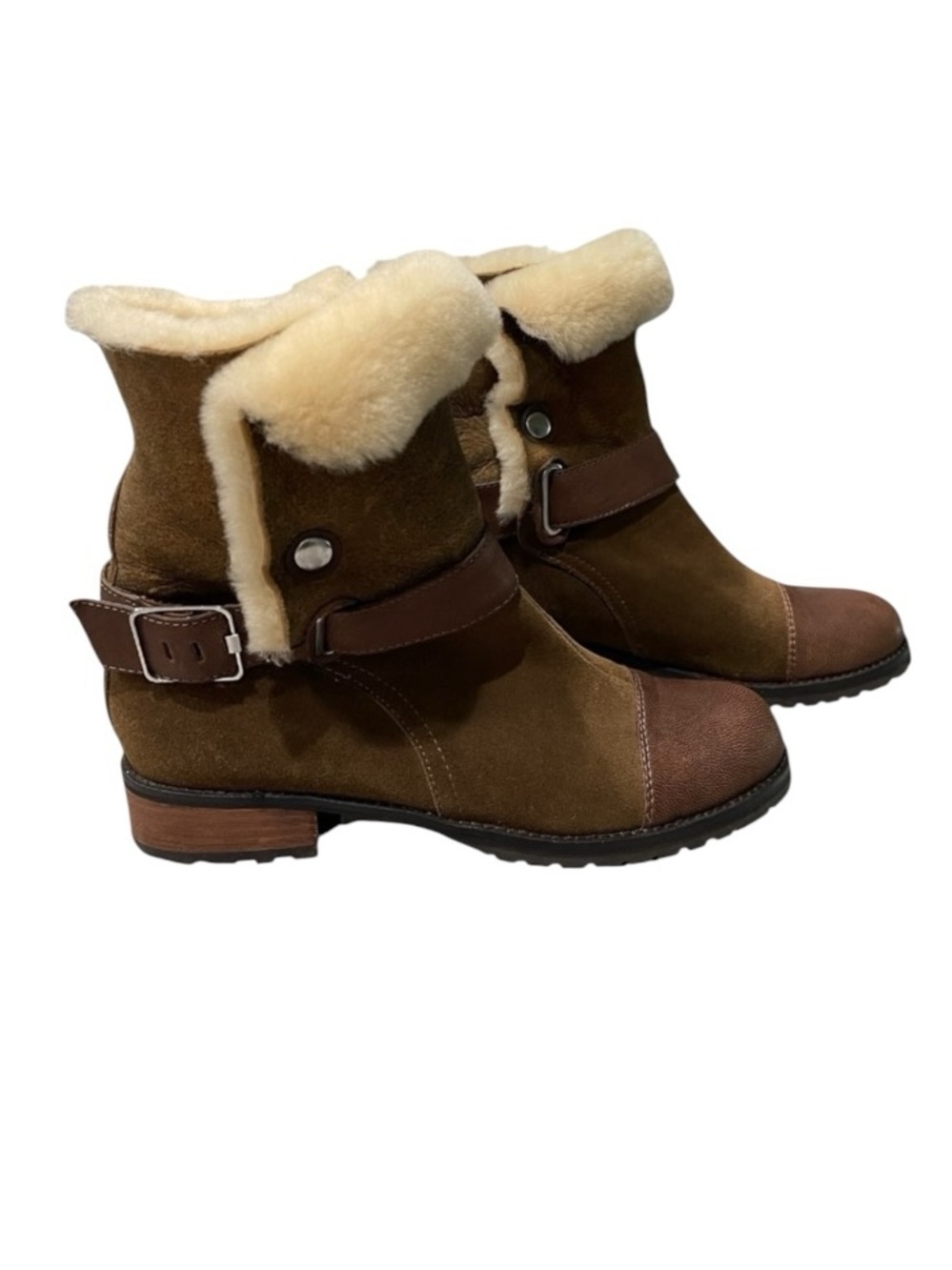 Matt Bernson Tundra Shearling Boots 7.5 Suede Buckle Winter Booties - Picture 4 of 13